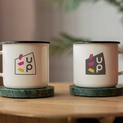 Printed enamel mug